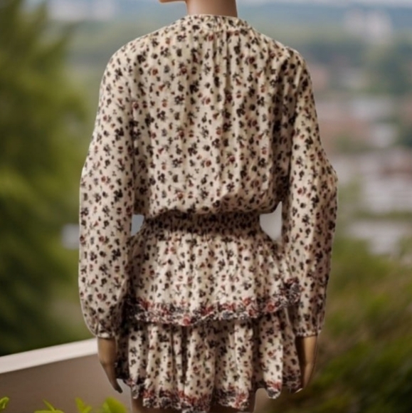 Loveshackfancy Popover Mini Dress Ivory Floral Long Sleeve - Picture 3 of 6